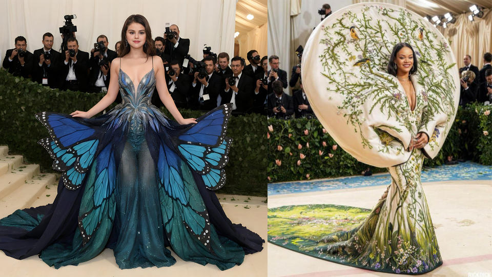 AI generated images of Selena Gomez and Rihanna at the Met Gala 2024