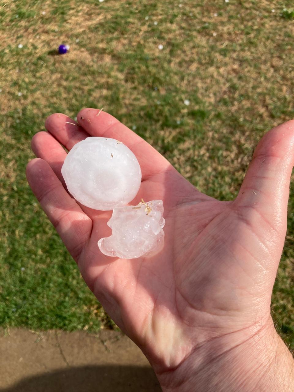 Large hail fell in northwestern Oklahoma Wednesday afternoon, April 19. More severe thunderstorms are expected through the evening.