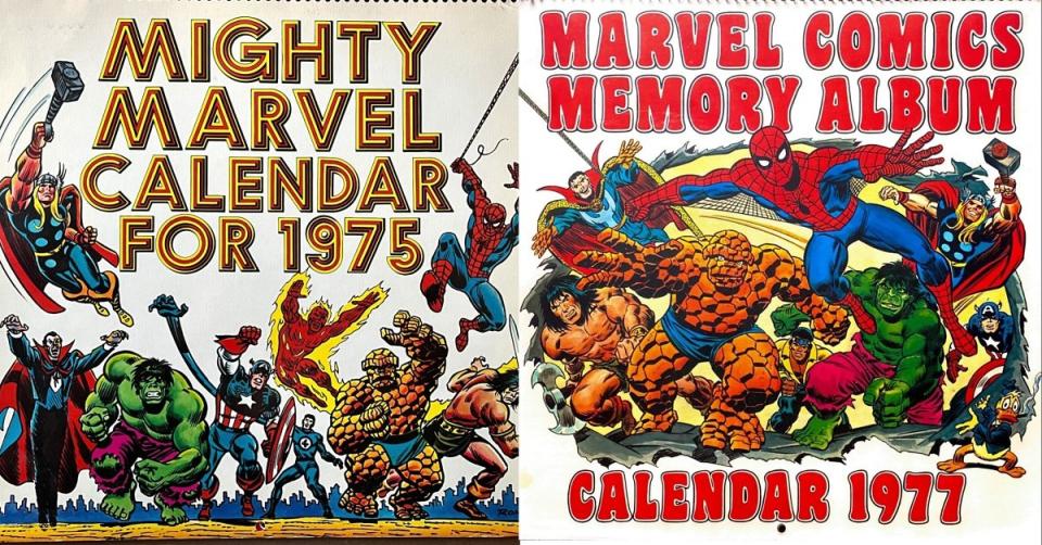 The 1970s Marvel Comics calendars illustrated by John Romita.