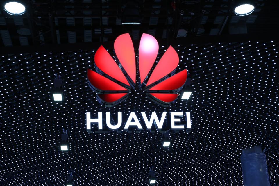 Huawei's logo at MWC 2019.