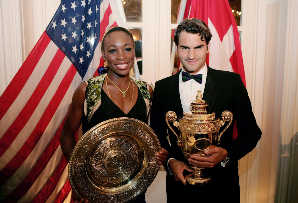 Venus Williams and Roger Federer, pictured here at the Wimbledon Winners Dinner in 2005.