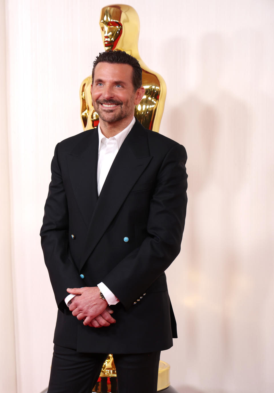 Maestro star and director Bradley Cooper went for a double-breasted tux for the event. Photo: Getty