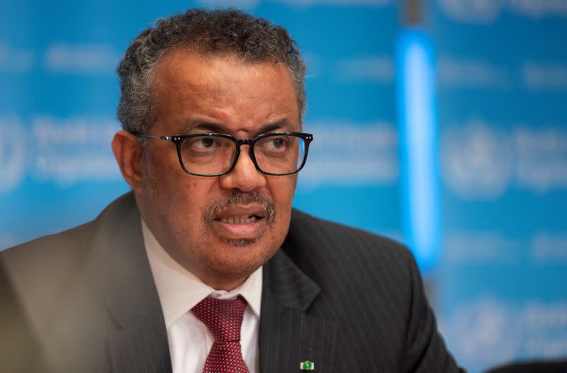 FILE PHOTO: Director-General of WHO Tedros attends news conference in Geneva