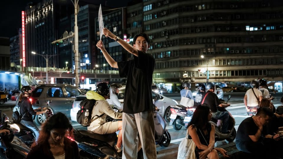 The protest, attended mostly by young people, continues late into the night. - Yasuyoshi Chiba/AFP/Getty Images