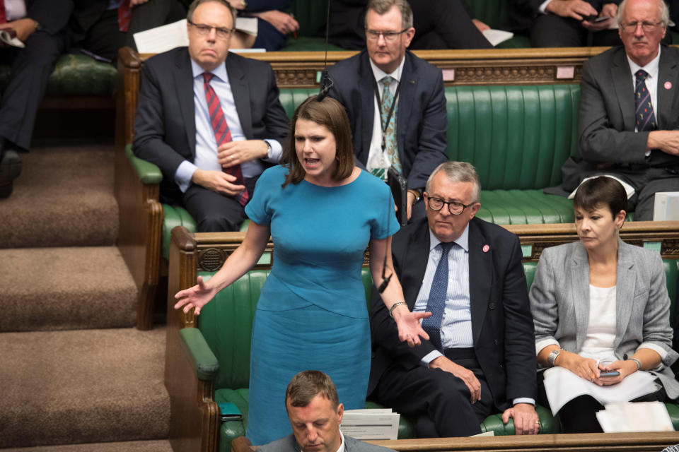 Britain's Liberal Democrat leader Jo Swinson speaks during Prime Minister's Questions session in the House of Commons in London, Britain September 4, 2019. ©UK Parliament/Jessica Taylor/Handout via REUTERS ATTENTION EDITORS - THIS IMAGE WAS PROVIDED BY A THIRD PARTY