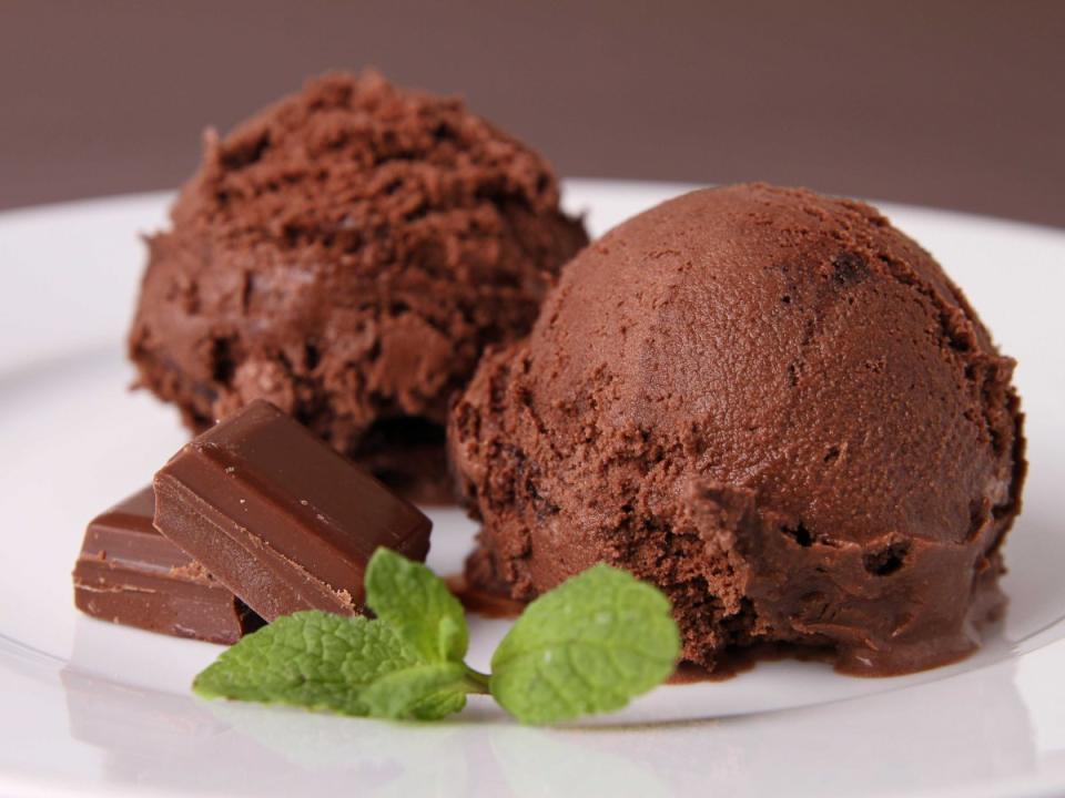 chocolate ice cream on a plate