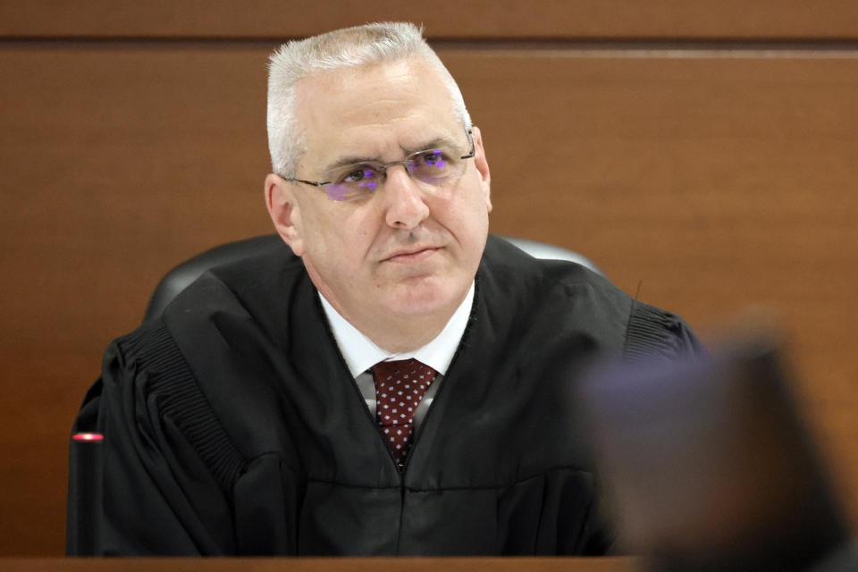 Judge Martin Fein is shown on the bench during the trial of former Marjory Stoneman Douglas High School School Resource Officer Scot Peterson at the Broward County Courthouse in Fort Lauderdale on Tuesday, June 20, 2023. Broward County prosecutors charged Peterson, a former Broward Sheriff's Office deputy, with criminal charges for failing to enter the 1200 Building at the school and confront the shooter as he perpetuated the Valentine's Day 2018 Massacre that left 17 dead and 17 injured. (Amy Beth Bennett/South Florida Sun-Sentinel via AP, Pool)