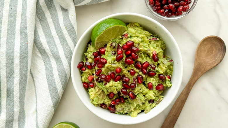 white bowl with guacamole
