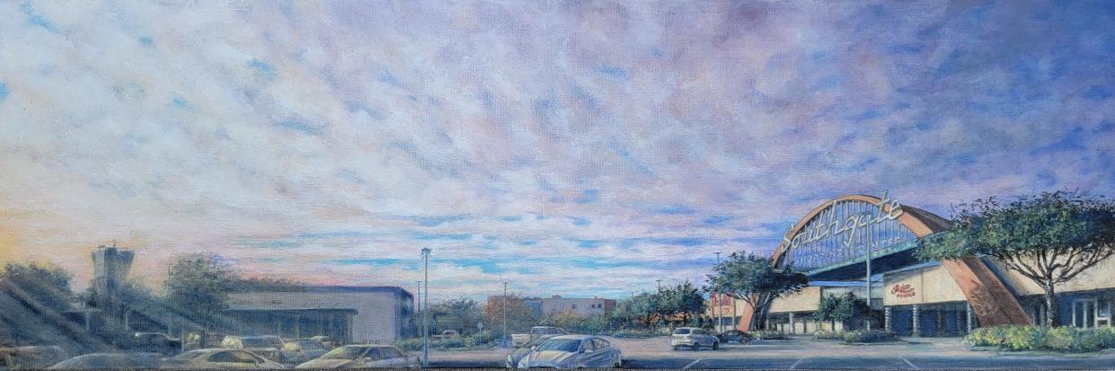 Karla Pirona’s “Southgate” captures the image of Lakeland’s Southgate Shopping Center. She won first place in the Art Center Sarasota “Faces and Places” juried exhibition