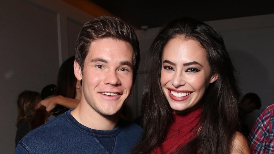 Adam DeVine and Chloe Bridges attend a Visionaire screening of "The Final Girls" presented by Shock the Drought at The London West Hollywood on October 6, 2015 in West Hollywood, California