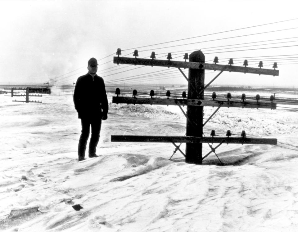 Power line buried in snow