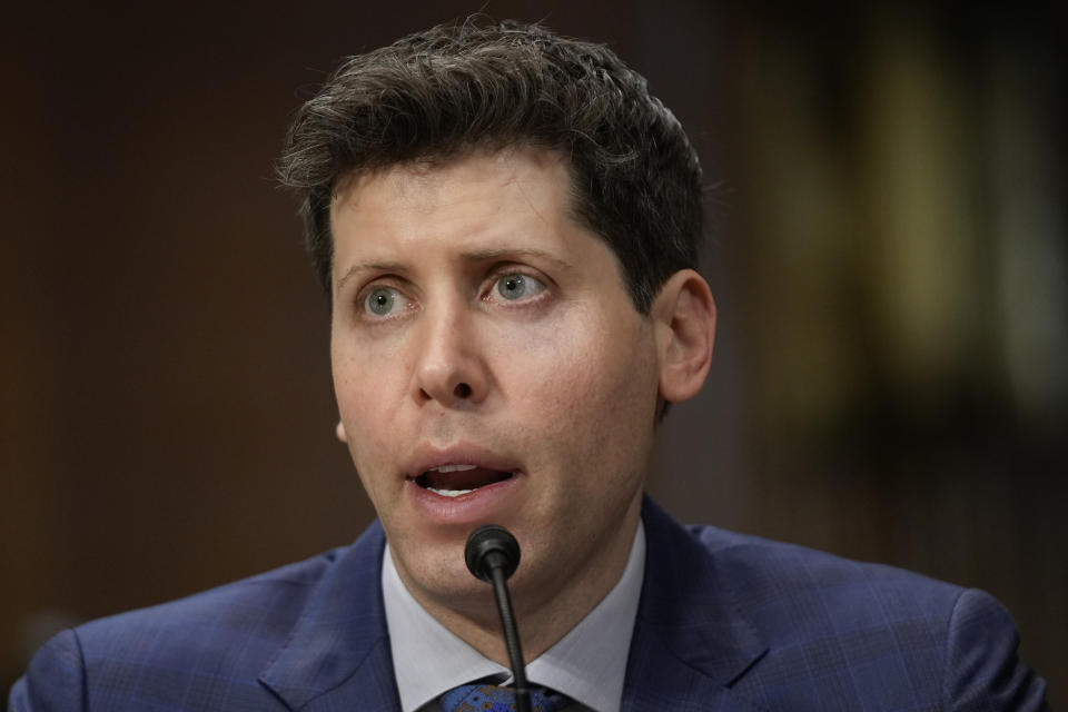 OpenAI CEO Sam Altman speaks before a Senate Judiciary Subcommittee on Privacy, Technology and the Law hearing on artificial intelligence, Tuesday, May 16, 2023, on Capitol Hill in Washington. (AP Photo/Patrick Semansky)