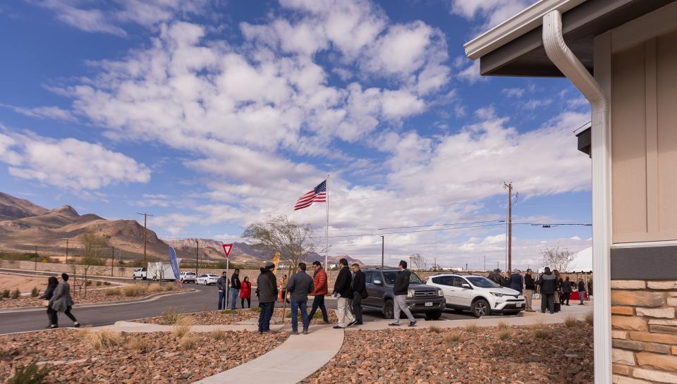 Mountains can be seen in in the background of the newest low-income apartment complex, Patriot Place, in Northeast El Paso, on Wednesday.