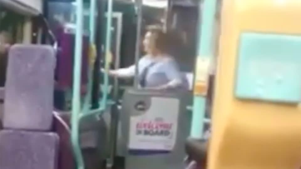 The female bus driver forced the abusive man from the Manchester bus. Source: Facebook