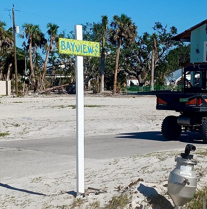 The volunteers of the Ryan & Katrena Crew have been replacing the Fort Myers Beach street signs lost to Hurricane Ian. They meet every Saturday to make their colorful, handmade signs.