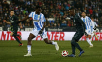 Soccer Football - Copa del Rey - Round of 16 - Second Leg - Leganes v Real Madrid - Butarque Municipal Stadium, Leganes, Spain - January 16, 2019 Real Madrid's Vinicius Junior in action with Leganes' Kenneth Omeruo REUTERS/Javier Barbancho