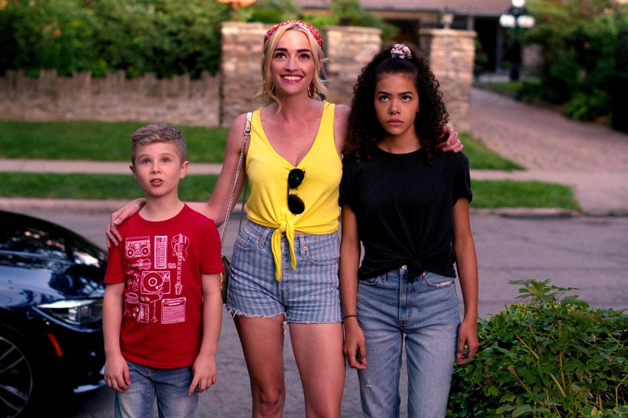 <p>Ginny Miller’s brother played by Diesel La Torraca (left) Ginny’s mother played by Brianne Howey (middle) and Ginny played by Antonia Gentry (right) </p> (Netflix)