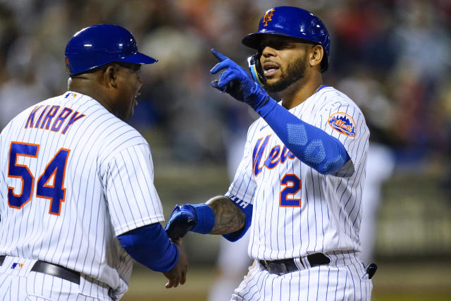 Dominic Smith #22 - Game Used Blue Alt. Home Jersey and White Pinstripe  Pants Combo - Pinch Hit Walk-Off 3-Run Home Run - Mets vs. Braves - 9/29/19