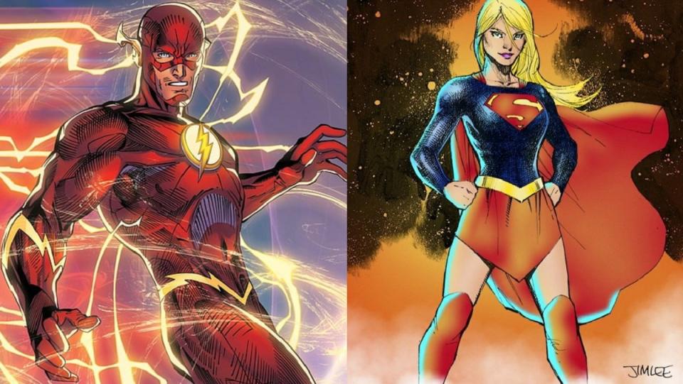 The Flash and Supergirl, as drawn by DC's Jim Lee.