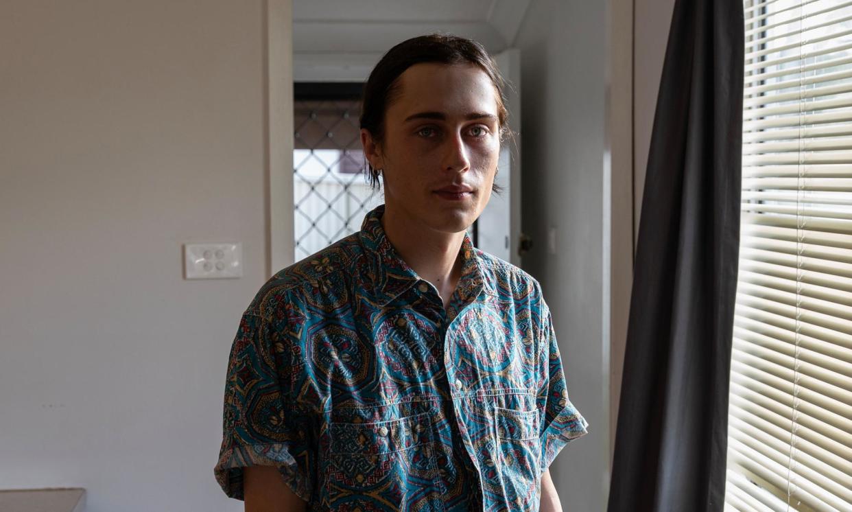 <span>Brock in his rental property in regional NSW. He says there is no reason to suspect the owners thought he and his partner were bad tenants.</span><span>Photograph: Brydie Piaf/The Guardian</span>