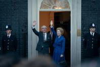 Gillian Anderson as Margaret Thatcher and Stephen Boxer as Dennis Thatcher.