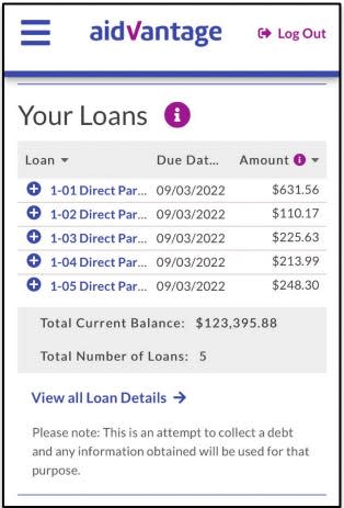 Screenshot of Colorado student-loan borrower balance due in September