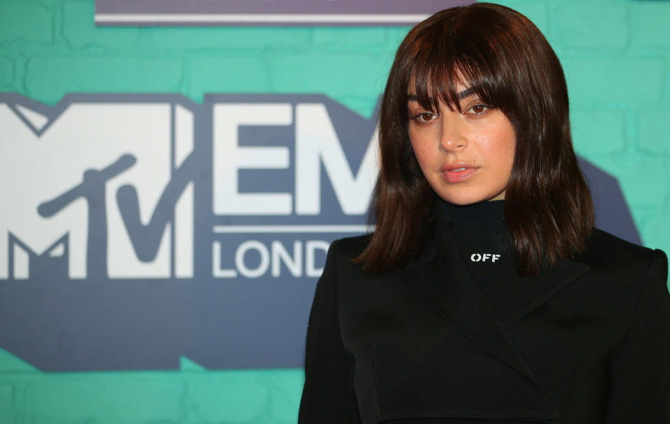 British singer Charli XCX arrives at the 2017 MTV Europe Music Awards at Wembley Arena in London.