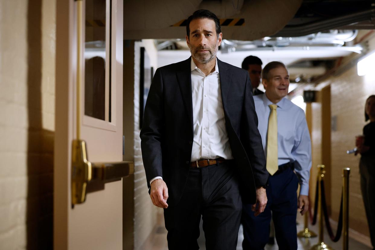 Rep. Garret Graves (R-LA) arrives for the weekly House Republican conference meeting in the basement of the U.S. Capitol on November 07, 2023 in Washington, DC.