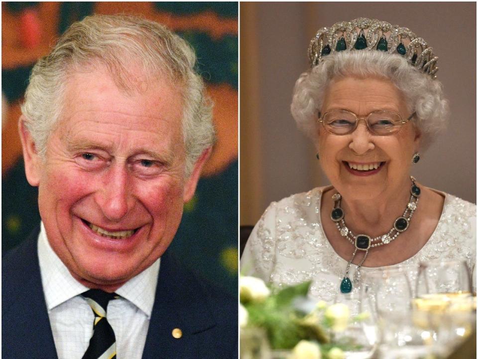 A side by side of Prince Charles and Queen Elizabeth II.