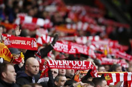 Football - Liverpool v Manchester City - Barclays Premier League - Anfield - 1/3/15 Liverpool fans hold up scarves Reuters / Phil Noble