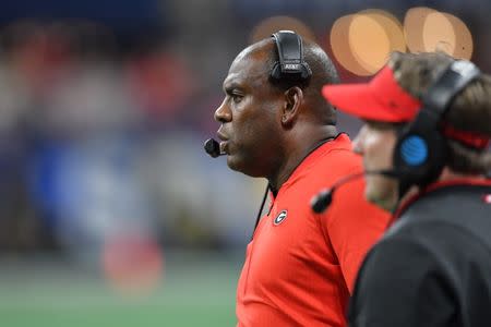 Dec 1, 2018; Atlanta, GA, USA; Georgia Bulldogs defensive coordinator Mel Tucker on the sidelines against the Alabama Crimson Tide during the second quarter in the SEC championship game at Mercedes-Benz Stadium. Mandatory Credit: Dale Zanine-USA TODAY Sports