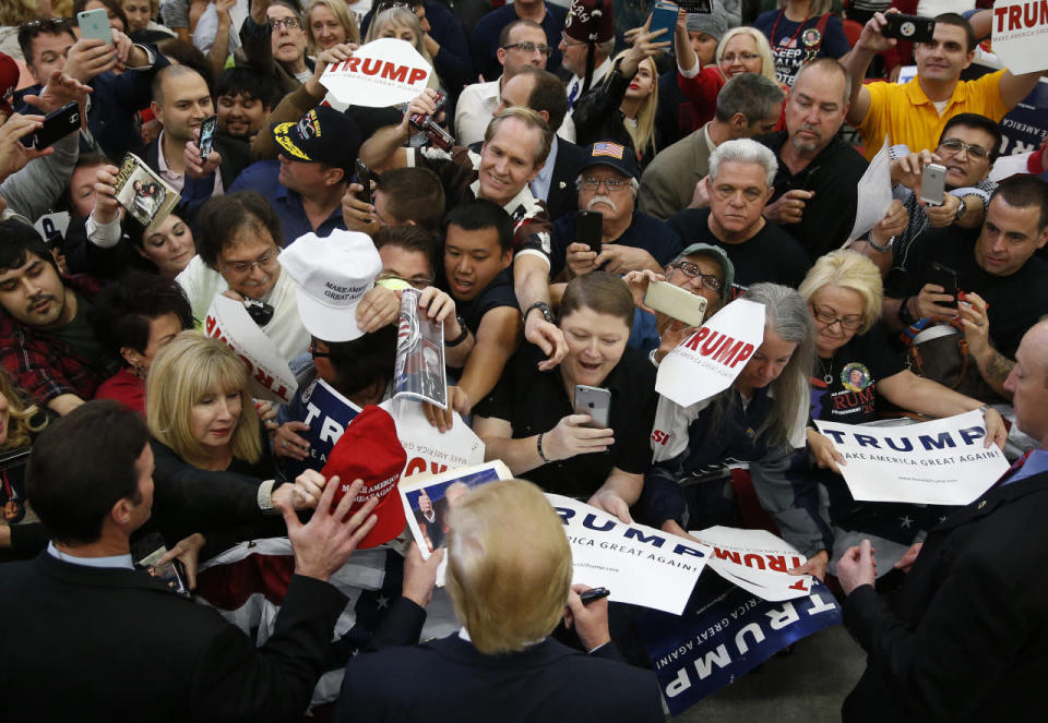 Donald Trump meets supporters