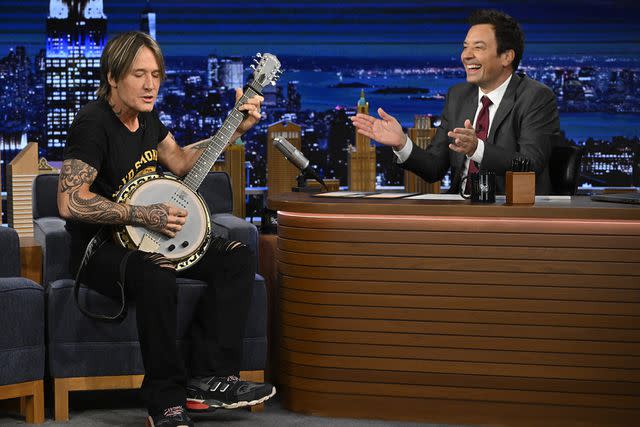 <p>Todd Owyoung/NBC via Getty</p> Keith Urban and Jimmy Fallon