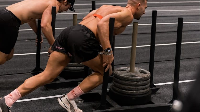 Hyrox Dearden pushing sled