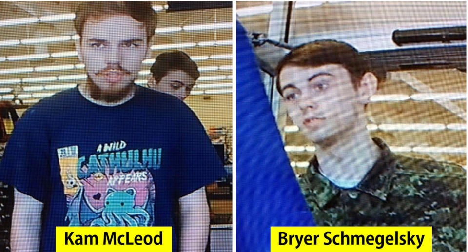 Kam McLeod (left) and Bryer Schmegelsky are now considered suspects in the murder of Australian Lucas Fowler and girlfriend Chynna Deese. Source: AAP