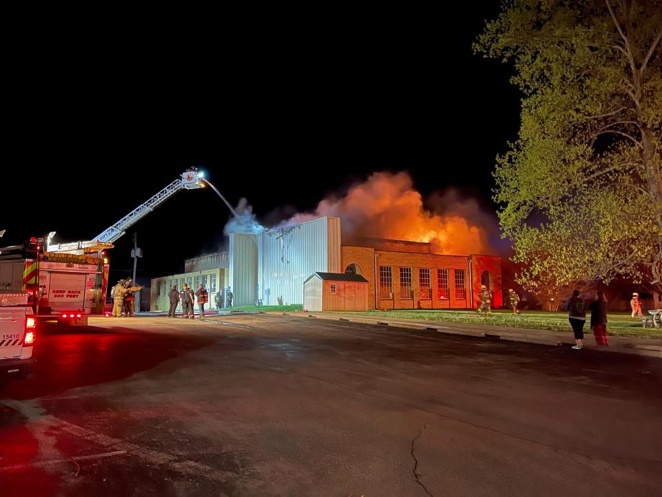 The gym in Hope, Indiana, which had sat quiet and mostly unused for the past decade, caught fire Wednesday night. Firefighters from Hope and neighboring Bartholomew County fire departments fought the blaze into Thursday morning.