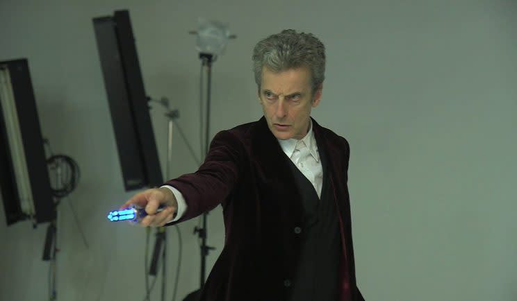 Peter Capaldi wields his sonic screwdriver - Credit: BBC