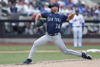 Seattle Mariners' Robbie Ray (38) throws against the New York Mets during the third inning of a baseball game, Sunday, May 15, 2022, in New York. (AP Photo/Noah K. Murray)