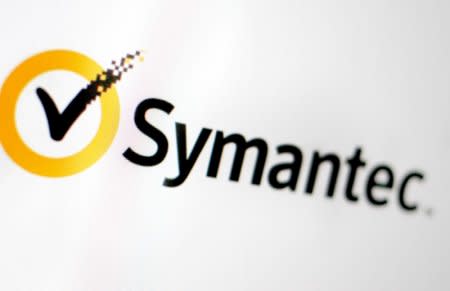 FILE PHOTO: The Symantec logo is pictured on a screen June 13, 2016.   REUTERS/Thomas White/Illustration/File Photo