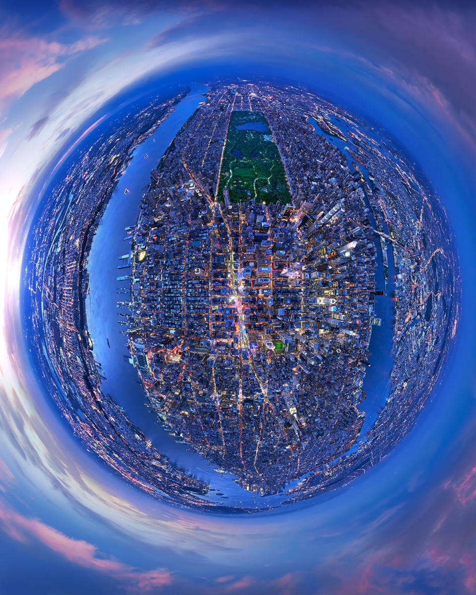 Distorted aerial photographs offer a unique way to see the vibrancy of New York City