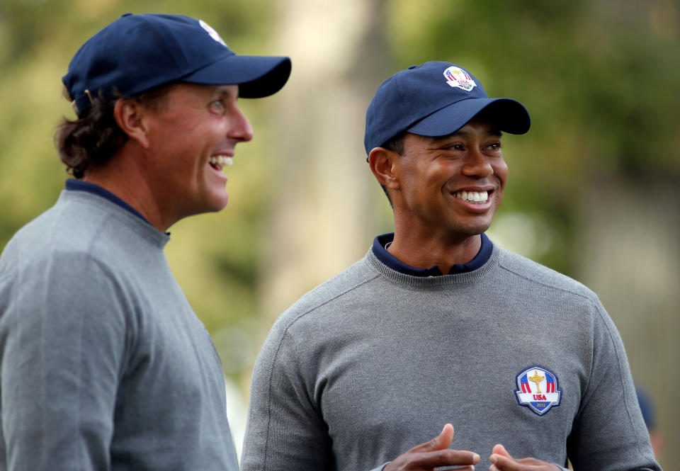 Phil Mickelson, Tiger Woods and Bryson DeChambeau were selected to the 2018 U.S. Ryder Cup team on Tuesday afternoon, filling three of the four Captain’s Pick spots. (Getty Images)