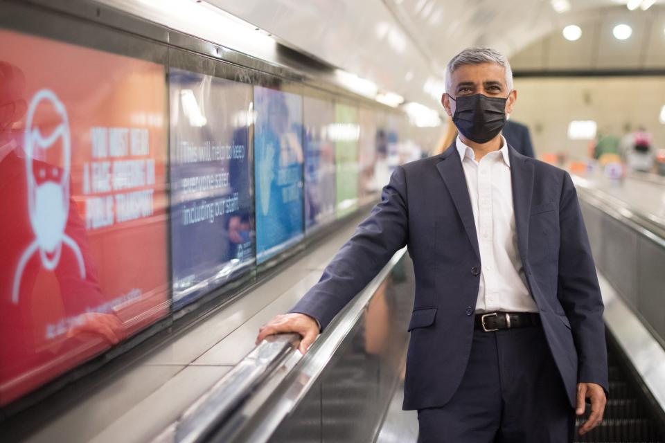 Sadiq Khan on the London Underground (PA)