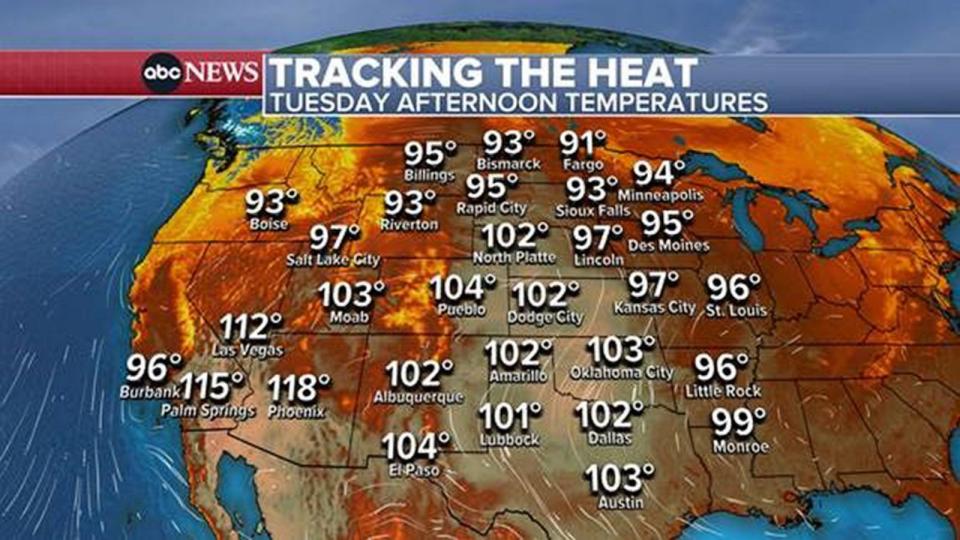 PHOTO: Temperatures are forecast to reach or exceed 110 degrees Fahrenheit in cities like Palm Springs, California; Phoenix, Arizona; and Las Vegas, Nevada, on July 25, 2023. (ABC News)