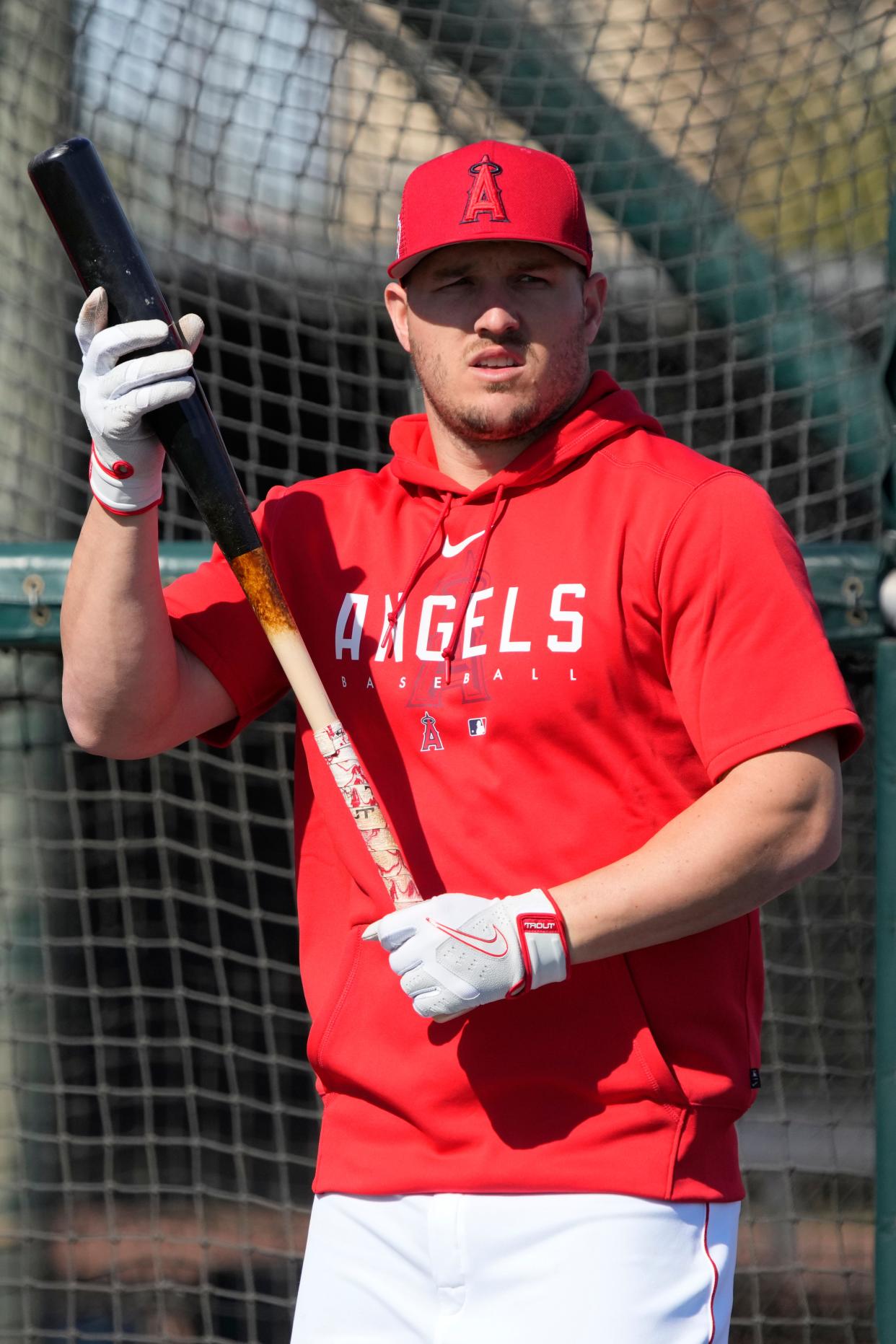 No matter what he uses to hit, when Mike Trout connects with a ball it usually goes a long way.