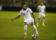 United States' Konrad de la Fuente controls the ball during a qualifying soccer match against El Salvador for the FIFA World Cup Qatar 2022 at Cuscatlan stadium in San Salvador, El Salvador, Thursday, Sept. 2, 2021. (AP Photo/Moises Castillo)