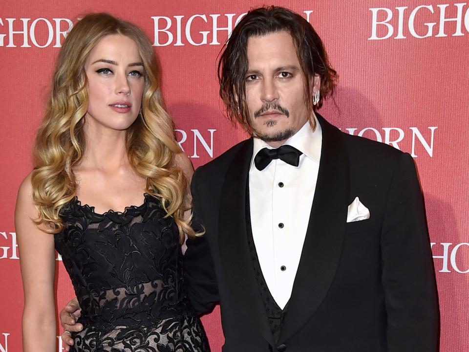 Amber Heard, left, and Johnny Depp, right, at 27th annual Palm Springs International Film Festival Awards Gala