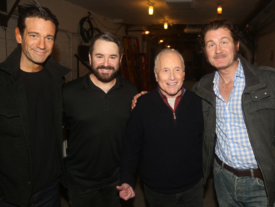 Colin Donnell, Alex Brightman, Richard Dreyfuss and Ian Shaw pose backstage at <em>The Shark is Broken</em>, Broadway’s The Golden Theater, October 18