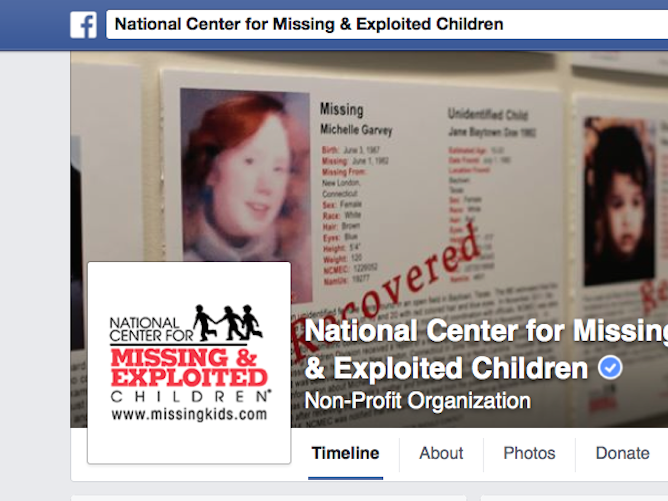 National Center for Missing & Exploited Children Facebook