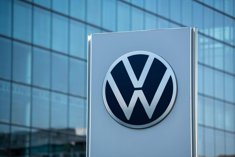 The logo of German car maker Volkswagen (VW) can be seen Sept. 11, 2020, at the company's factory in Dresden, eastern Germany. The automaker is the latest company to chose another location over Oklahoma for a facility.