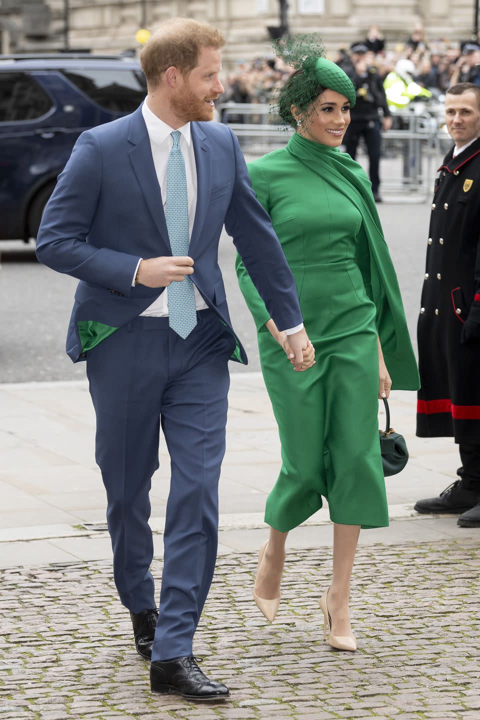 <p>Prince Harry and Meghan, Duchess of Sussex, arrive at Westminster Abbey. This engagement marks their last official event before quitting royal life.</p>
